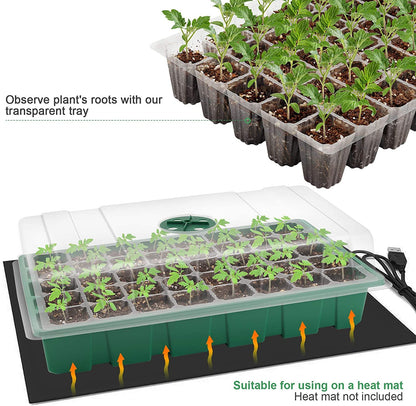 MIXC 5 Packs Seedling Trays+ 30 Packs Plant Nursery Pots with Humidity Dome