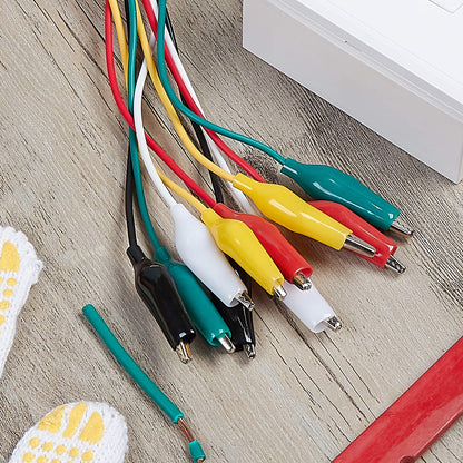 WGGE WG-026 10 Pieces and 5 Colors Test Lead Set & Alligator Clips,20.5 inches / 22 AWG Copper Wire. The Clips soldered and Stamped to The Wires. (1 Pack)