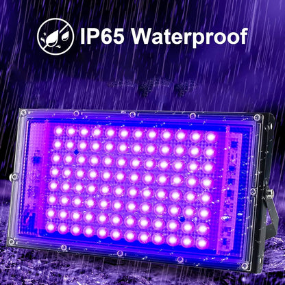Indmird 100W Black Lights, Blacklight Flood Light with Plug and Switch,for Glow Party, Halloween, Fluorescent Poster, Stage Lighting, Body Paint