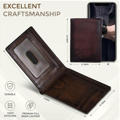 BULL GUARD Bifold Leather Wallet Slim No Air Tag