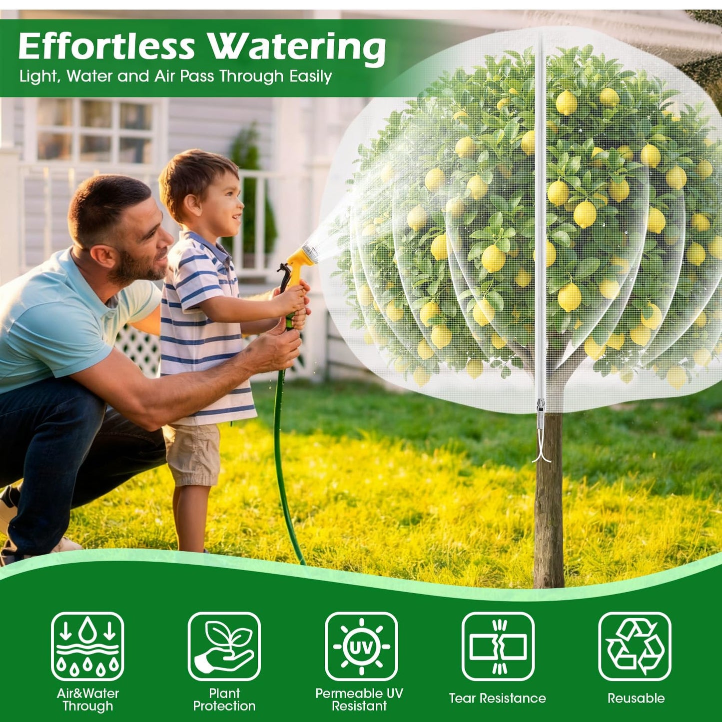 6'x6' Fruit Tree Netting Cover with Zipper and Drawstring, Ultra-Fine Mesh Garden Plant Insect Pest Net Barrier Protection Covers to Prevent Squirrel Bird Deer Cicadas Bag for Blueberry Tomato-1Pcs