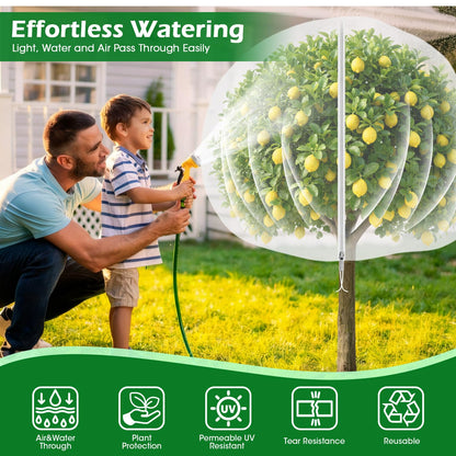 10'x10' Fruit Tree Netting Cover with Zipper and Drawstring, Ultra-Fine Mesh Garden Plant Insect Pest Net Barrier Protection Covers to Prevent Squirrel Bird Deer Cicadas Bag for Blueberry Tomato-2pcs