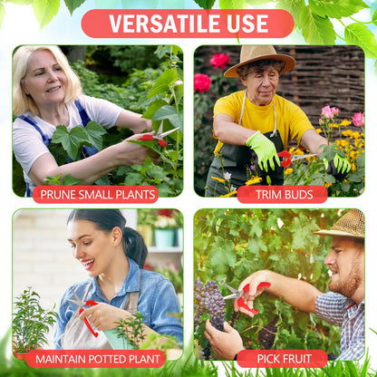 Lasnten 10 Pcs Pruning Scissors Bulk 7.2 Inch, Bud Trimming Scissors with Stainless Steel Straight Blade & Spring Loaded Handle, Garden Snips for Precise Cutting Bonsai Flowers Plants Gardening (Red)