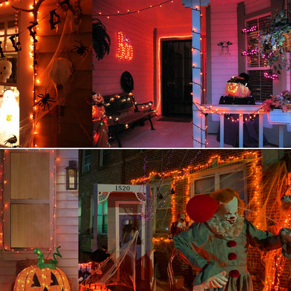 Brizled Orange Halloween Lights, 21.3ft 100-ct Incandescent Halloween String Lights Connectable, UL Certified Orange Light String, Black Wire Mini Light Set for Fall Season Holiday Thanksgiving Tree