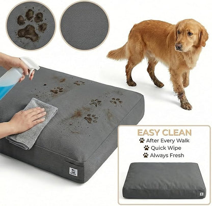Sytopia 36 Inch Canvas Outdoor Dog Bed for Large Dogs, Durable Indoor Patio Pet Pad for Crate, Great Gift for Pets with Waterproof Machine Washable Removable Cover, Dark Grey