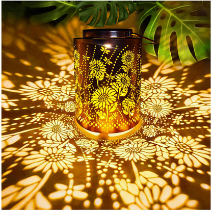 Merrytech Sunflower & Dragonfly Birthday Gifts for Mom Women Grandma - Hanging Solar Lanterns Outdoor Waterproof,Metal Garden Decor Outside Gardening Gifts,Decorations Yard Art Lights for Patio Lawn