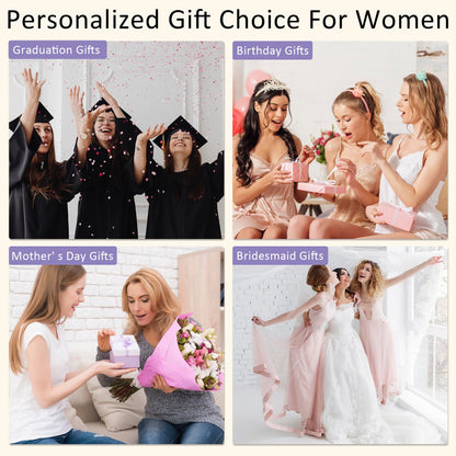CLOUDWINGS Gifts for Women Bridesmaid Gifts Personalized Initial Makeup Bag PU Leather Cosmetic Waterproof Travel Toiletry Bag (L)