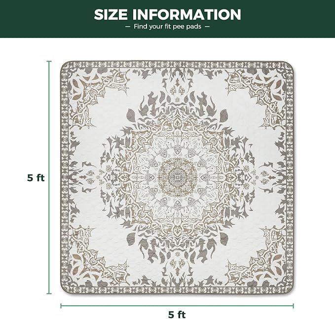 FXW Washable Pee Pads for Dogs, Puppy Pads with Super Absorbent, Specifically Designed for FXW Rollick/Homeplus 24 inch 8 Panels Dog Playpen, 63" Square, Boho, 1 Pack