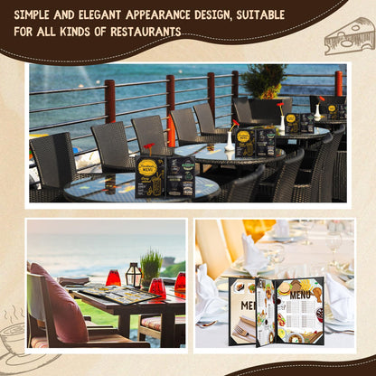 Skyygemm 10 Pcs Leather Menu Covers Holders for 8.5 x 11 Inches, Waterproof Four View Leather Dinner Menu Holder Covers for Restaurant, Hotel, Bar
