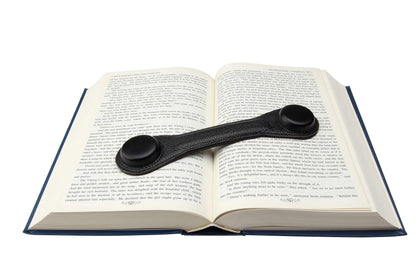 Superior Essentials Leather Bookmark Book Holder - Black Leather Paper Weights for Cookbooks, Textbooks, and Workbooks - Hands-Free Reading with Non-Slip Design and Magnetic Bookmark [1-Pack]