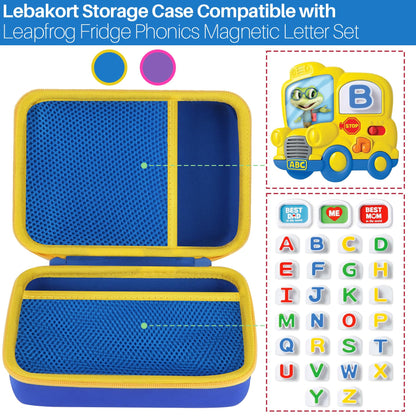 Lebakort Storage Case Compatible with LeapFrog Fridge Phonics Magnetic Letter Set (Sky Blue+Yellow Case)