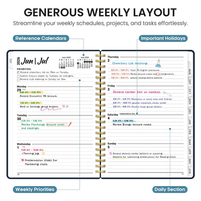 Planner 2026-2027, Academic Year Weekly and Monthly Calender Planner, from Jul 2026 - Jun 2027, Spiral Bound School Planning Book, Perfect for Teacher, Student, Women & Men, A4 (8.5" x 11"), Golden Butterfly