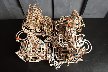 UGEARS Marble Run Tiered Hoist 3D Wooden Puzzles for Adults - Wooden Model Kits for Adults Marble Run Hobbies for Men Wooden Marble Race Model Kits for Adult Brain Teaser, Hobby Set