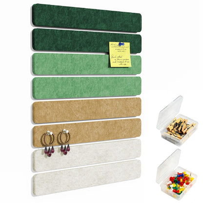 GoTiling Cork Board for Walls - 8 Pack Felt Pin Board Bar Strips - Self-Adhesive Lightweight Bulletin Board - Cork Board for Office with 40 Push Pins No Damage for Wall