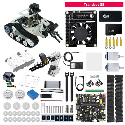 Yahboom Raspberry Pi 5 Robot Track Tank Car Kit with Robotic Arm Artificial Intelligence Learning Electronic Programming for Teens Adults (Transbot-SE Without Pi)