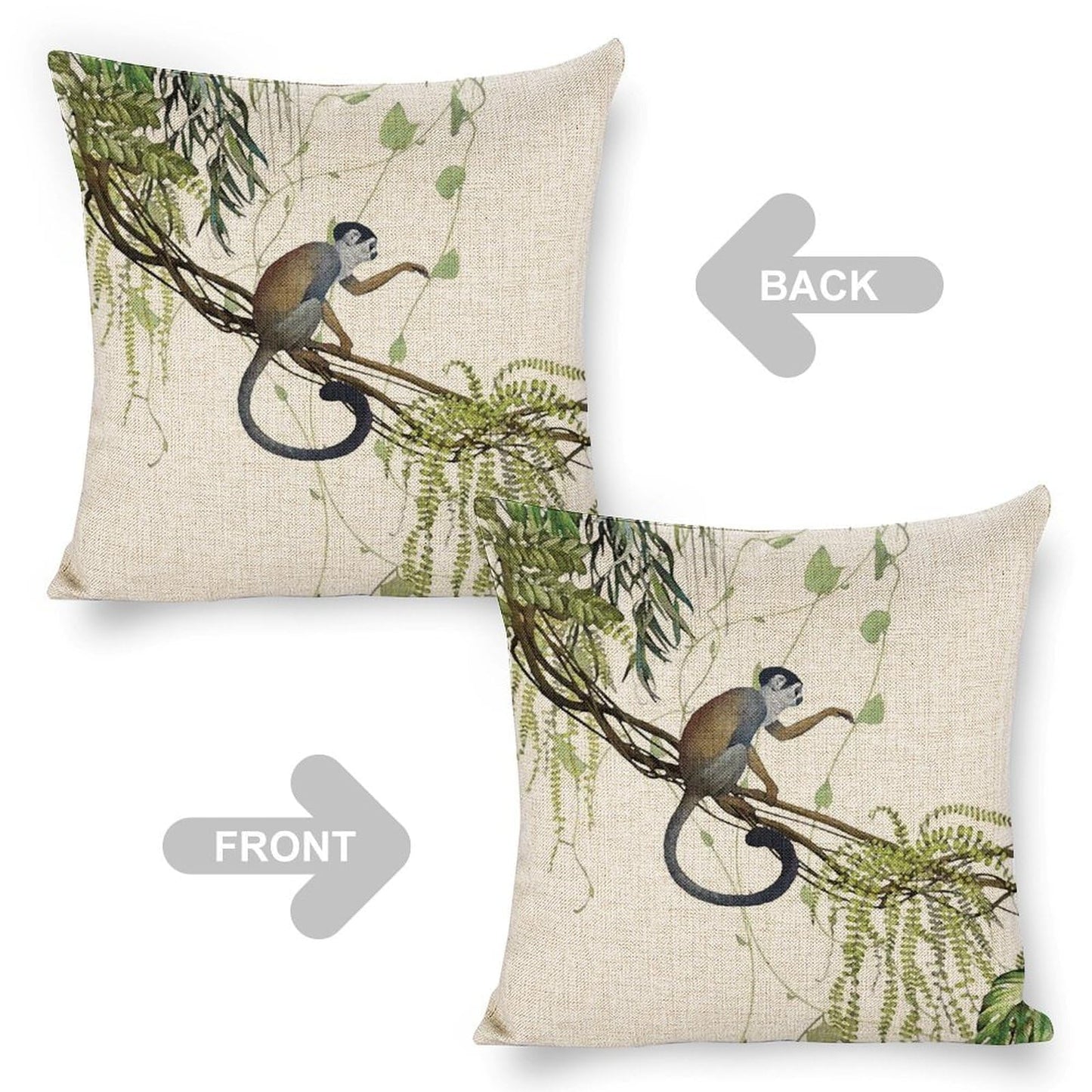 Icotoibabie Vervet Monkey Throw Pillow Covers 18×18 Inch Linen Pillowcase Sea Hawaiian Accessories Room Decor Decorative Pillow Cases,for Sofa Car Bedroom Cushion Cover
