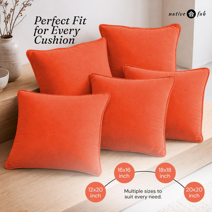 Native Fab Throw Pillow Covers 2 Pack, Premium Quality, 20x20 Inches, 100% Cotton, Bright, Durable, Decorative Halloween Cushion Cases, Perfect for Sofa, Couch, Living Room, Modern Home Decor, Orange
