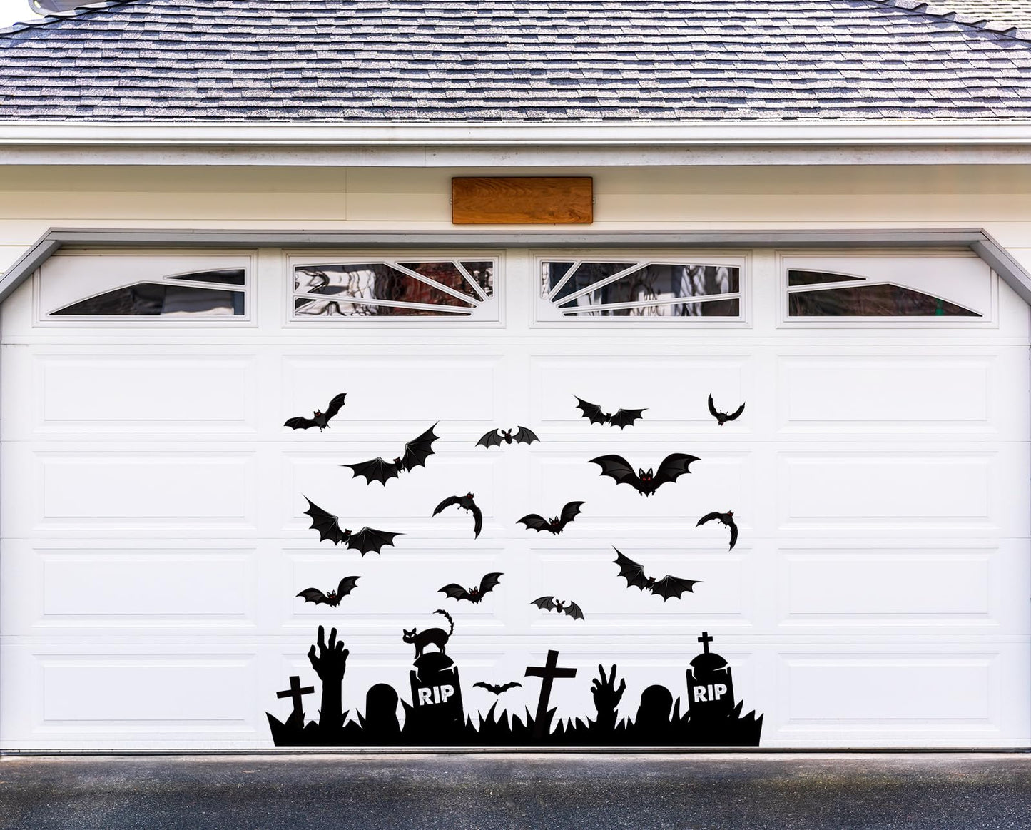 JarThenaAMCS 23Pcs Halloween Garage Decoration Magnet Tombstone Cross Bat Refrigerator Decals Black Magnetic Stickers for Party Home Door Car Dishwasher Decor