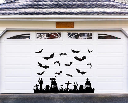 JarThenaAMCS 23Pcs Halloween Garage Decoration Magnet Tombstone Cross Bat Refrigerator Decals Black Magnetic Stickers for Party Home Door Car Dishwasher Decor