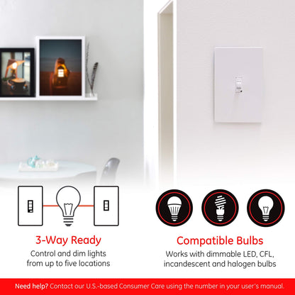 Enbrighten Zigbee Dimmer, QuickFit & SimpleWire, Pairs Directly with Echo Studio/Show 10/Plus 1st & 2nd Gen, Works WIth Alexa, Google Assistant, White & Light Almond, Smart Light Switch, 43080