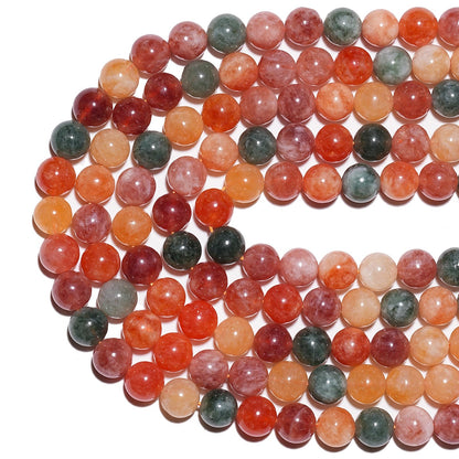 10mm Natural Colorful Rabbit Hair Crystal Gemstone Beads Polished Round Smooth Stone Beads for Bracelets Jewelry Making 15inch Loose Beads