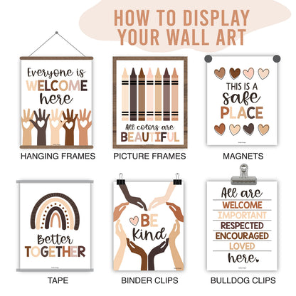 Hadley Designs Diversity Posters For Classroom Elementary –6 Inclusive Everyone Is Welcome Classroom Decor, Safe Space Sign Preschool Kindness Posters For Classrooms, Neutral Multicultural Poster