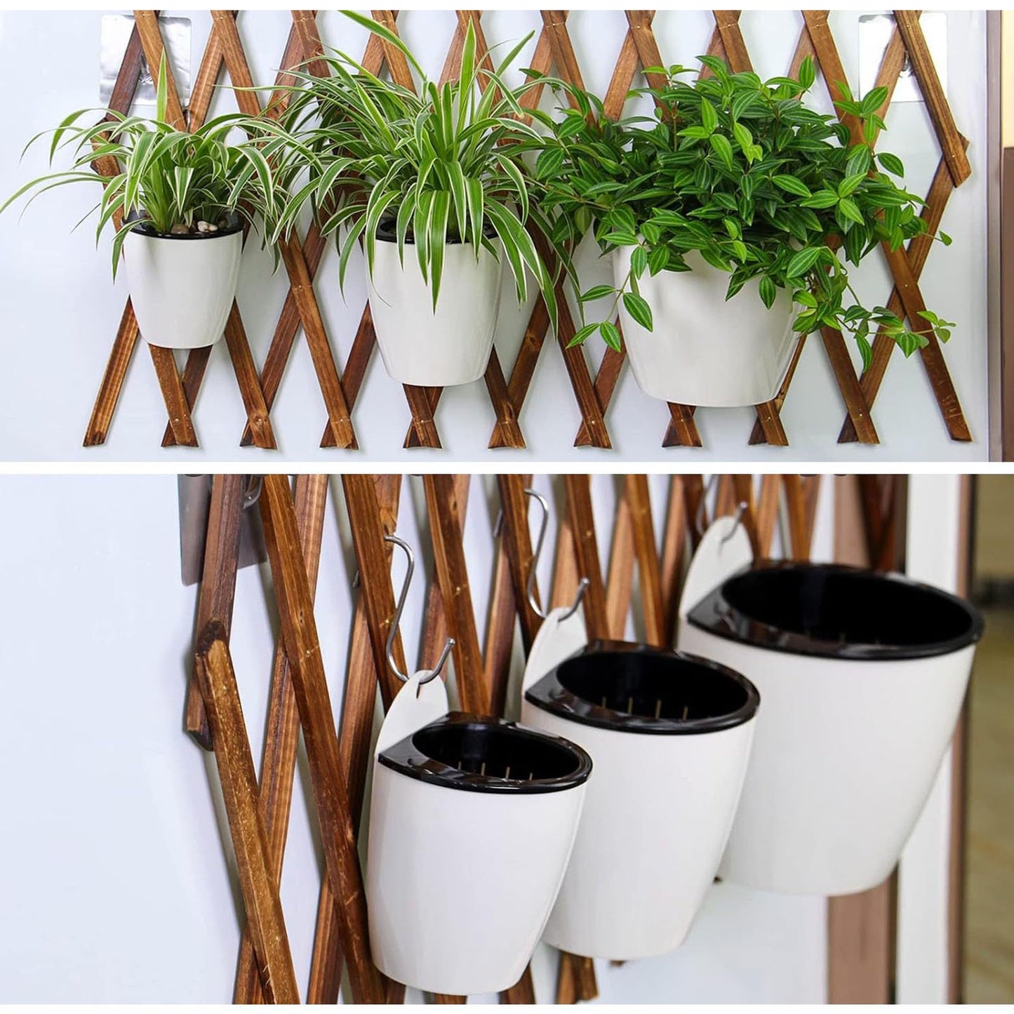 Spotact PP Plants Pots for Indoor Outdoor Gardening Hanging Self-Watering Flower Pots with Drainage Holes, Modern Planters for Houseplants Succulents Herbs (5, Medium)