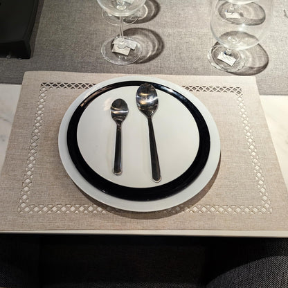 Placemats Set of 6 for Dining Table with Hollow Edge Design- Table Mats 12x 18 Inch, Cloth Place mats Machine Washable (Beige 6pcs)