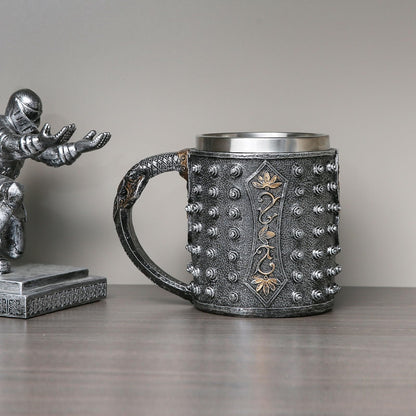 AsAlways Stainless Steel Skull Beer Mug Gothic Beer Stein Novelty Wine Coffee Drinking Cup Halloween Renaissance Accessory Gift 400ML/13.5OZ