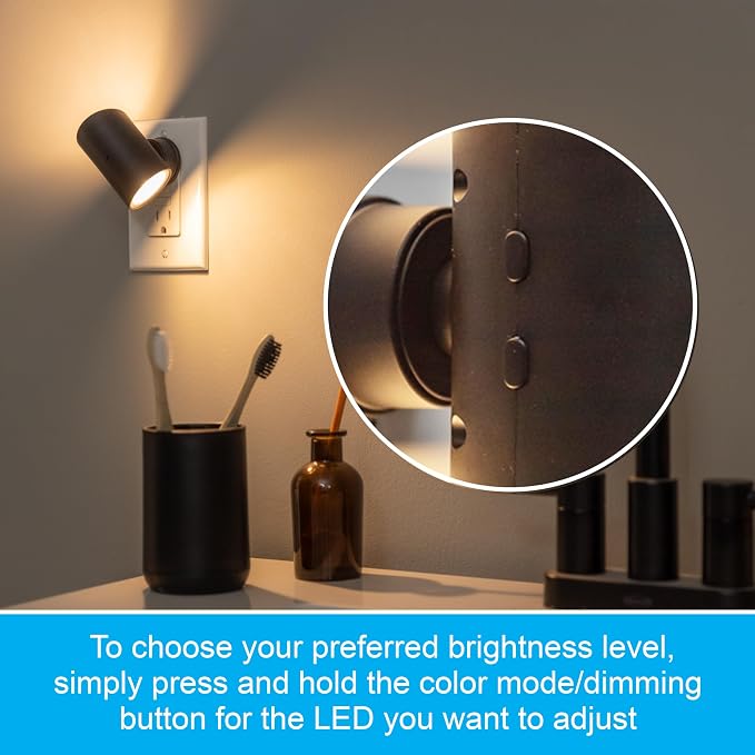 GE Directional Plug in Wall Sconce Night Light, Adjustable Swivel Accent Lighting with Dusk to Dawn Sensor, Dimmable Warm White & Optional Color Changing LEDs for Hallways & Bedrooms, 2-Pack, 83591