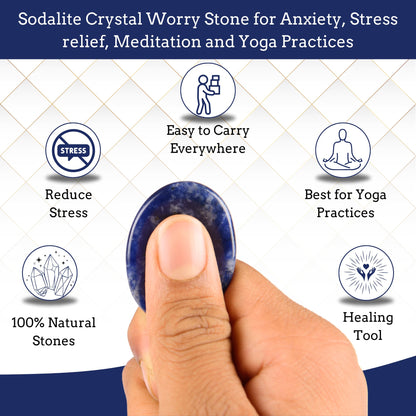 Anaya Agate Sodalite Worry Stones Certified Crystal Thumb Worry Stone for Anguish, Relaxing and Soothing Balance Stones for Meditation, Stress Relief Crystals and Healing Stones for Men, Women