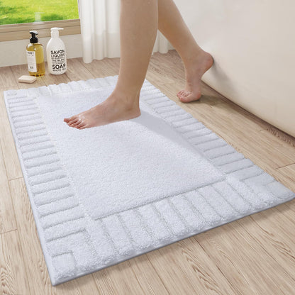 LUMI Bathroom Rugs Non Slip with Rubber Backing, Extra Soft Plush Microfiber Bath Rug Absorbent, Machine Washable Bath Mat Quick Dry for Tub, Shower, Hotel, White, 24"x43"