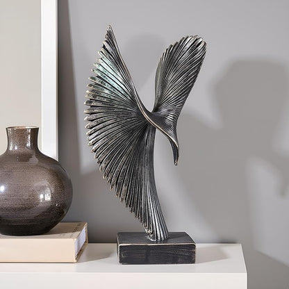 Modern Abstract Eagle Decorative Sculpture, Dining Living Room Desk Decor,Geometric Home Decor Statues,Shelf Top Decor Aesthetics, Coffee Tables or Office Shelves（Bronze Colored）