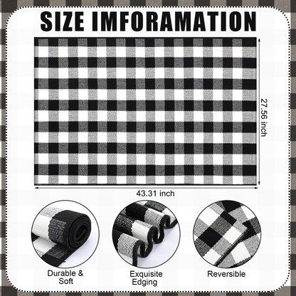 Drydiet Black and White Checkered Area Rug 27.5" x 43" Cotton Woven Washable Buffalo Plaid Outdoor Rug for Layered Door Mat Farmhouse Front Porch Entryway Indoor Outdoor