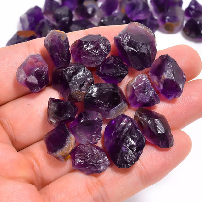 Gemkora 100 carats Raw Amethyst Rough Gemstone, Natural Crystals, Healing Stones, Wholesale Lot, Jewelry Making Supply, 10 to 16mm, 8 to 10pcs