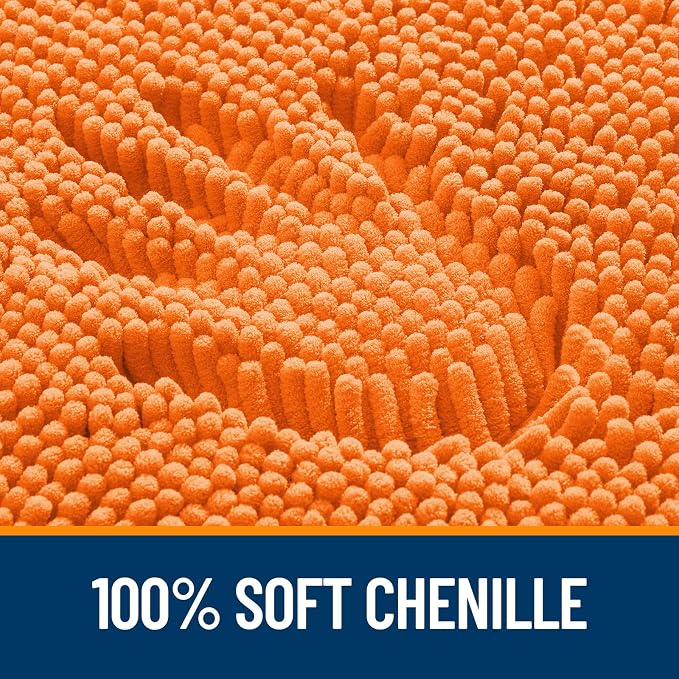 OLANLY Large Bathroom Rugs 59x35, Extra Soft Absorbent Chenille Bath Rugs, Rubber Backing Quick Dry, Machine Washable Bath Mats for Bathroom Floor, Tub and Shower, Home Decor Accessories, Orange