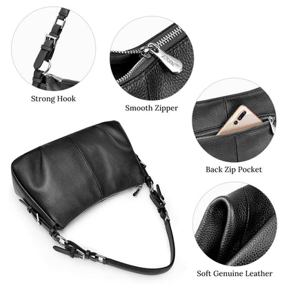 S-ZONE Womens Hobo Genuine Leather Shoulder Bag Top-handle Handbag Ladies Purses