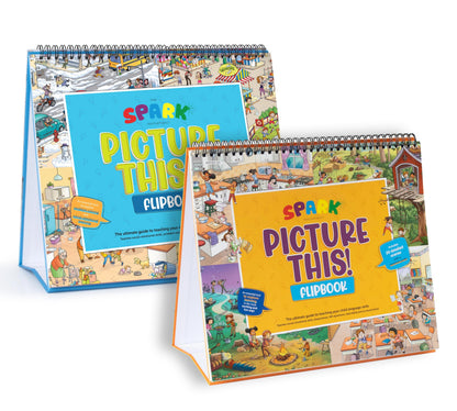 SPARK INNOVATIONS Picture Cards and Emotion Book, SEL Story Cards, Homeschool, Autism Activity, Educational Busy Book, Speech Therapy Materials (Picture This 1 & 2)