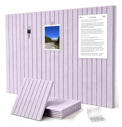 G Gamit 0.47" Thick Felt Pin Board 36"x24" Large Cork Board Alternative 6 Pack 11.81"x11.81"Felt Bulletin Board Wall Tiles Notice Board with 30 Pushpins for Home Office School(Fine-Light Purple)