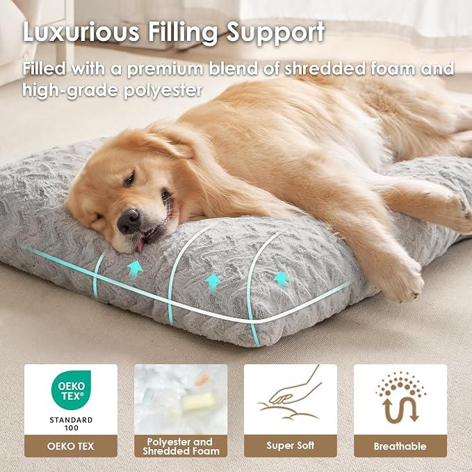 EHEYCIGA Washable Small Dog Bed for Crate 23x18 Inch, Kennel Pad for Puppy Up to 25 lbs, Plush and Comfy Pet Sleeping Mat, Grey