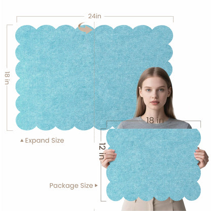 Lightomorrow Scalloped Bulletin Board, 24 x 18 Inches Felt Pin Board - Decorative Cork Alternative for Wall, Foldable Picture Self-Adhesive Vision Prayer Board with 20 Pushpins - Turquoise Blue