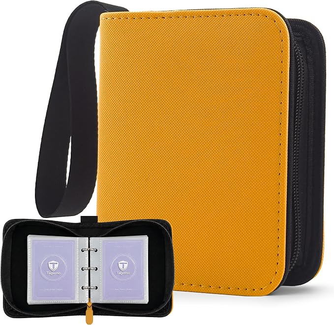1 Pocket Card Binder with Zipper, 100 Pockets Mini Trading Card Album, Premium PU Leather Single Card Binder, Small Display Folder for TCG & Sports Cards