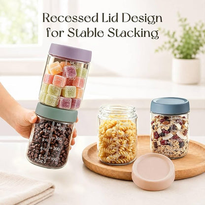 KEMORELA 6-Pack 16oz Overnight Oats Containers with Lids, Wide Mouth Glass Mason Jars with Airtight Lids, Reusable Glass Food Storage Containers for Yogurt, Chia Pudding, Salad, and Pickles