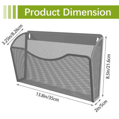 EasyPAG Wall File Organizer 3 Pack, Hanging File Organizer Wall Mount, Metal Mesh Folder Holder for Letter/A4 Papers, Mail Sorter for Office, Classroom, Home, Silver