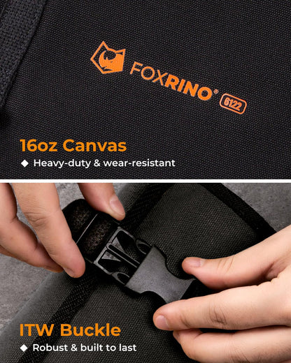 Foxrino Wrench Roll, Wrench Roll Up Pouch, 13-Pocket Heavy Duty Canvas Wrench Organizer Bag for SAE Combination Wrenches, Portable Tool Roll Bag, Gifts for Men for Fathers Day(Black, 13+1 SAE)