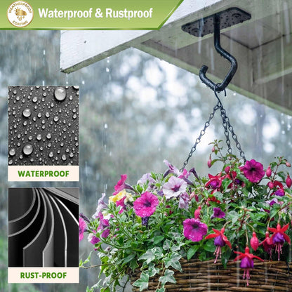 Lifyzoon Ceiling Hooks for Hanging Plants - 2.5 Inch Iron Plant Bracket 8 Pack, Metal Plant Hanger Wall Hooks for Plants, Lanterns, Light, Wind Chimes, Indoor&Outdoor Decoration Black