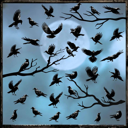 Halloween Raven Wall Decal Sticker Black Crow Window Cling Stickers Removable Tree Branch Wall Decals Peel and Sticker Home Office Glass Decor