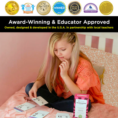 Award-Winning Multiplication Flash Cards – 173 Jumbo Cards (3.1” x 5.2”), All Facts 0–12 – 1 Fact & Visual Aid Per Card – Mastery Divider Tabs, Charts, Games & Teaching Methods – Grades 2–6
