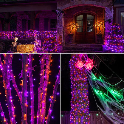 Brizled Halloween Lights, 262.46FT 800 LED Halloween Lights, Mini Purple Light 8 Modes Waterproof, Plug in Orange LED String Light for Outdoor Indoor Thanksgiving Party Decor (Orange & Purple)