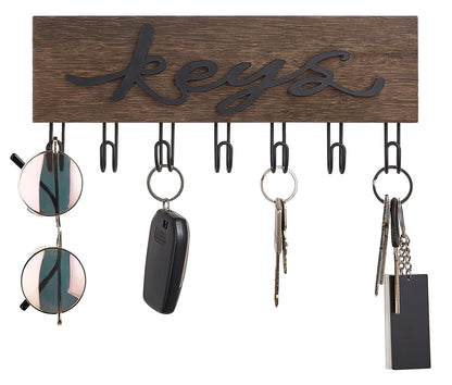 Mkono Key Holder for Wall Decorative with 7 Hooks, Wall Mounted Keys Hanger Organizer Rustic Wood Hanging Key Hooks Home Decor Farmhouse Entryway, Hallway, Office